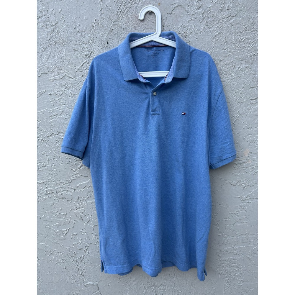 Tommy Hilfiger Mens Regular Fit Short Sleeve Polo Shirt Light Blue XL